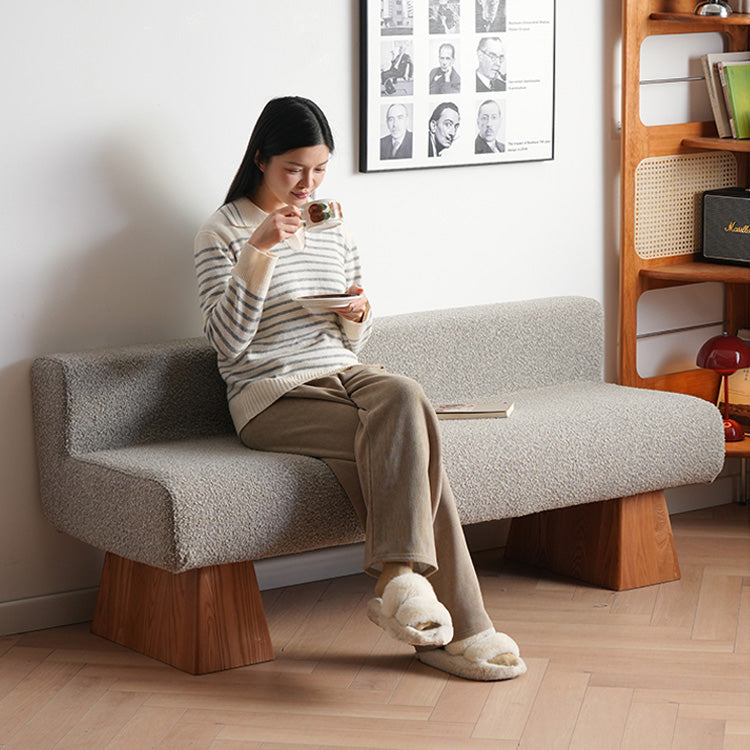 Stylish Light Brown Ash Wood Stool with Comfortable Foam & Polyester Seat fyx-831