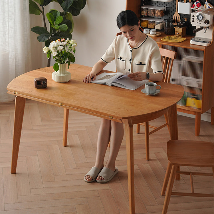 Exquisite Cherry Wood Table with Sleek Stainless Steel Accents fyx-832