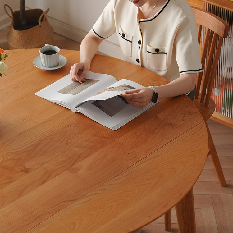 Exquisite Cherry Wood Table with Sleek Stainless Steel Accents fyx-832