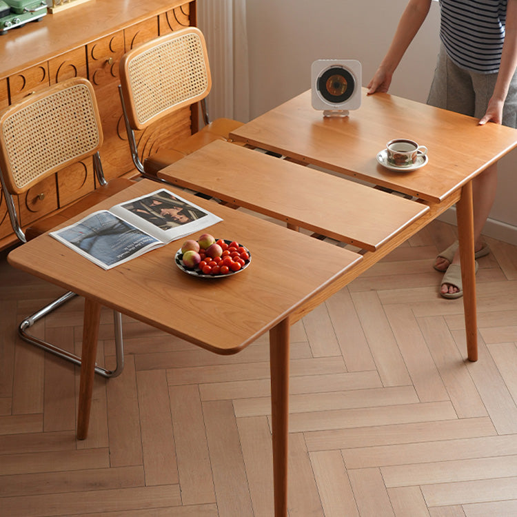 Elegant Natural Wood Table with Cherry Finish and Sleek Metal Accents fyx-835