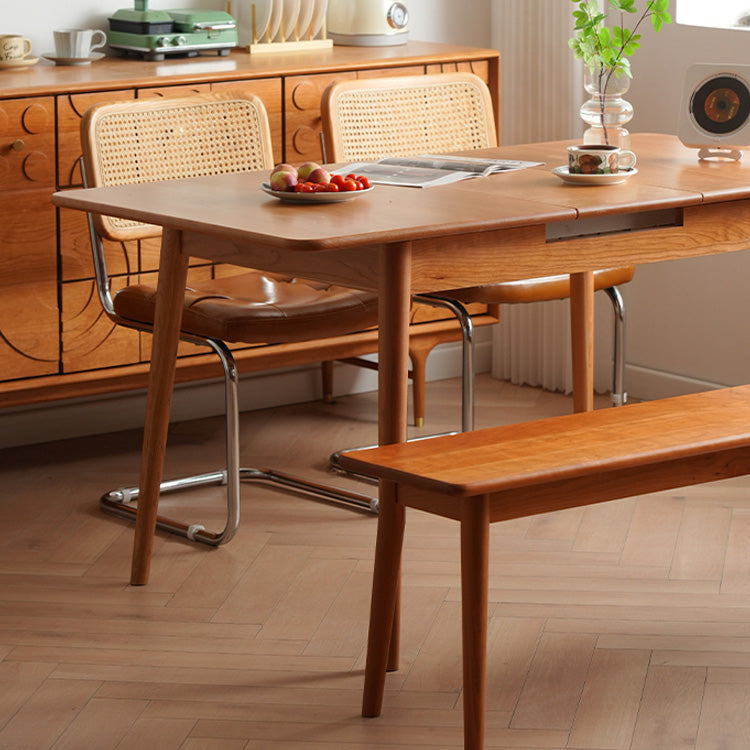 Elegant Natural Wood Table with Cherry Finish and Sleek Metal Accents fyx-835