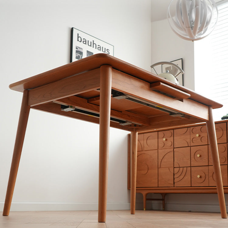 Elegant Natural Wood Table with Cherry Finish and Sleek Metal Accents fyx-835