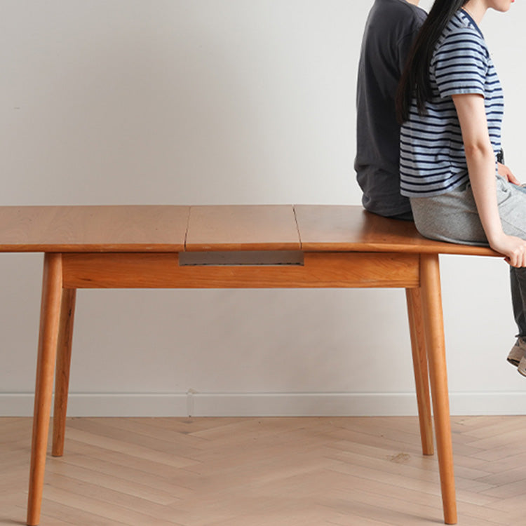 Elegant Natural Wood Table with Cherry Finish and Sleek Metal Accents fyx-835