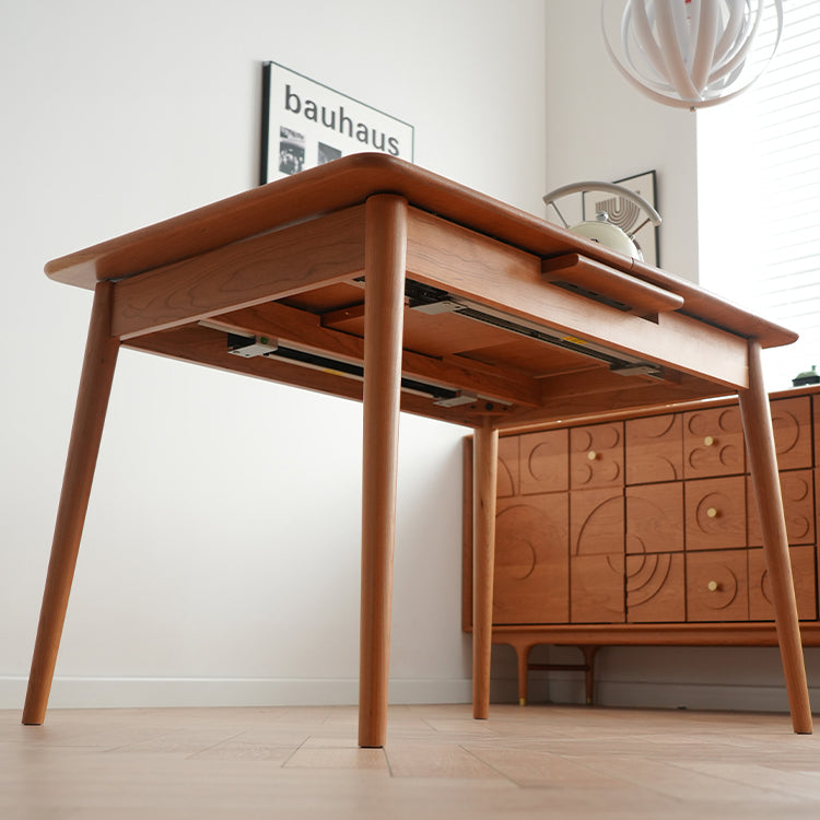 Elegant Natural Wood Table with Cherry Finish and Sleek Metal Accents fyx-835