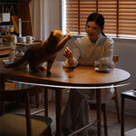 Elegant Cherry and Oak Wood Table with Steel Frame – Perfect for Modern Interiors fyx-840