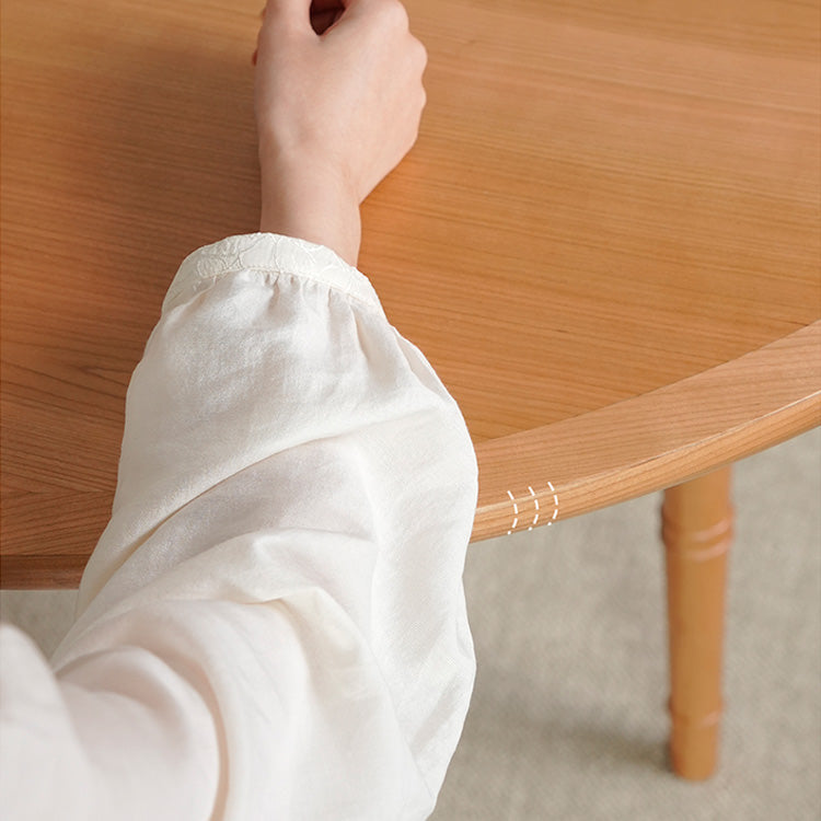 Elegant Natural Wood Table with Cherry Finish, Durable Plywood & Sleek Stainless Steel Accents fyx-843