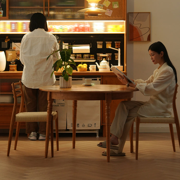 Elegant Natural Wood Table with Cherry Finish, Durable Plywood & Sleek Stainless Steel Accents fyx-843