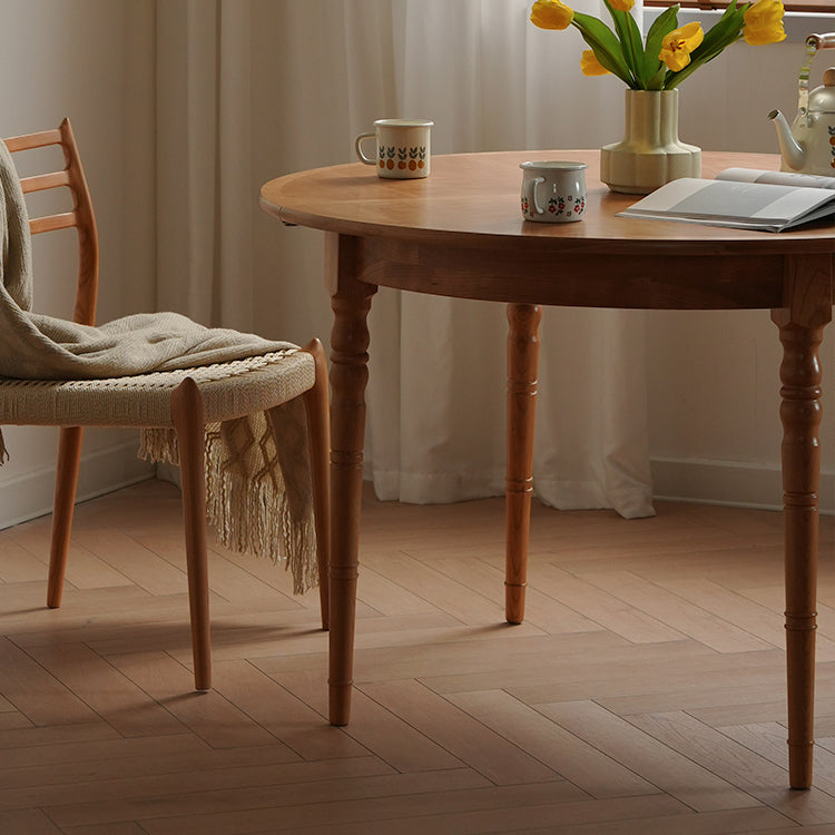 Elegant Natural Wood Table with Cherry Finish, Durable Plywood & Sleek Stainless Steel Accents fyx-843