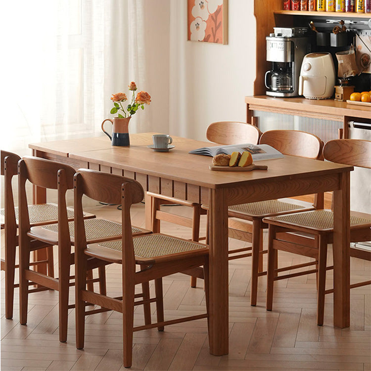 Natural Wood Table with Cherry Finish and Steel Accents - Elegant and Durable Design fyx-844