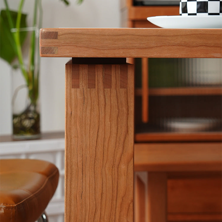 Elegant Table with White Finish, Natural Cherry Wood, and Black Marble Accents fyx-846