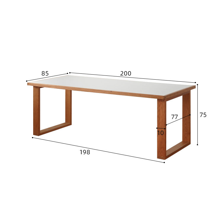 Elegant Table with White Finish, Natural Cherry Wood, and Black Marble Accents fyx-846