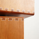 Elegant Natural Cherry Wood & Plywood Cabinet with Glass Doors and Copper Accents fyx-849