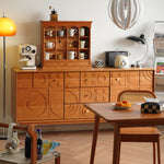 Elegant Brown Cherry Wood Cabinet with Distinctive Copper Accents - Natural Wood Finish fyx-850