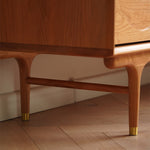 Elegant Brown Cherry Wood Cabinet with Distinctive Copper Accents - Natural Wood Finish fyx-850