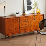 Elegant Brown Cherry Wood Cabinet with Distinctive Copper Accents - Natural Wood Finish fyx-850