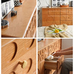 Elegant Brown Cherry Wood Cabinet with Distinctive Copper Accents - Natural Wood Finish fyx-850