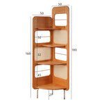 Elegant Cherry Wood Storage Rack with Rattan Shelves & Stainless Steel Frame fyx-852