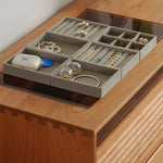 Cherry Wood Cabinet with Natural Finish and Glass Doors fyx-853