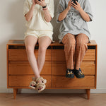 Cherry Wood Cabinet with Natural Finish and Glass Doors fyx-853