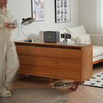 Elegant Cherry Wood Cabinet with Tempered Glass Doors fyx-854