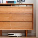 Elegant Cherry Wood Cabinet with Tempered Glass Doors fyx-854