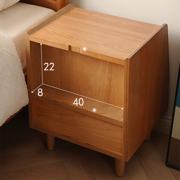 Elegant Cherry Wood Bedside Cupboard with Copper and Glass Accents fyx-862