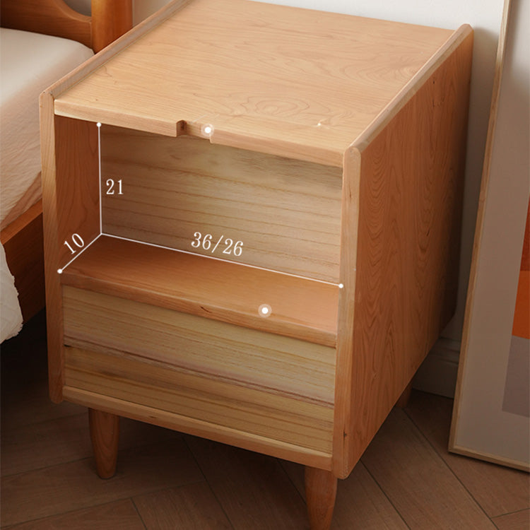 Elegant Cherry Wood Bedside Cupboard with Copper and Glass Accents fyx-862