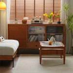 Elegant Cherry Wood & Glass Cabinet with Stainless Steel Accents - Durable Plywood Construction fyx-864