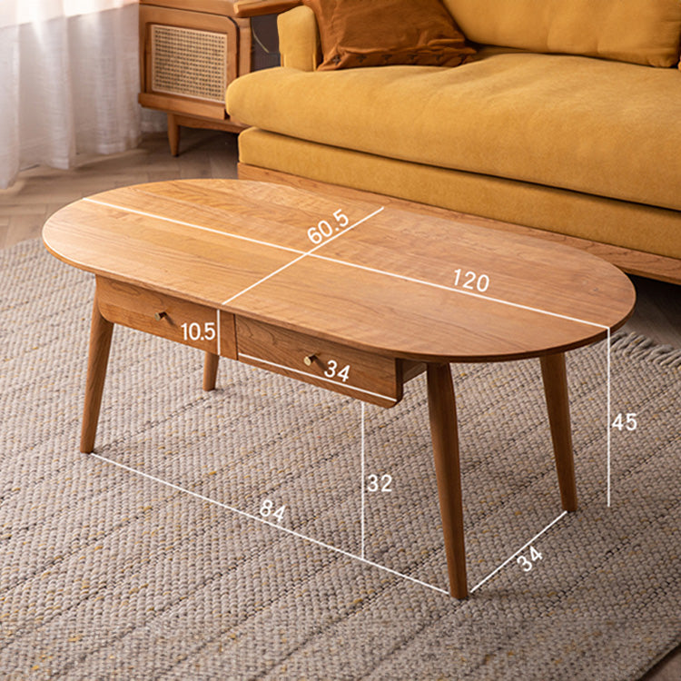 Natural Wood Tea Table - Oak, Paulownia, Copper Cherry Wood Design fyx-867