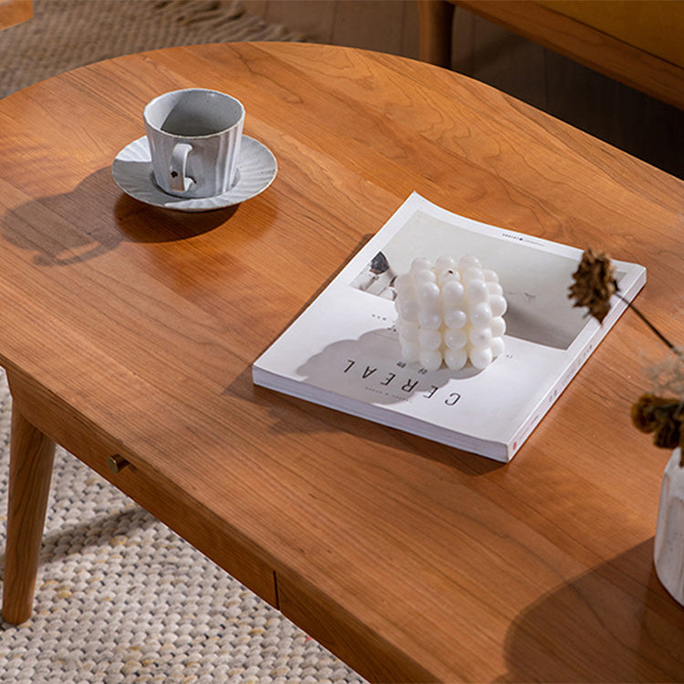 Natural Wood Tea Table - Oak, Paulownia, Copper Cherry Wood Design fyx-867