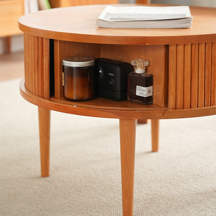 Stunning Natural Wood Tea Table | Cherry & Oak Wood with Copper Accents fyx-870