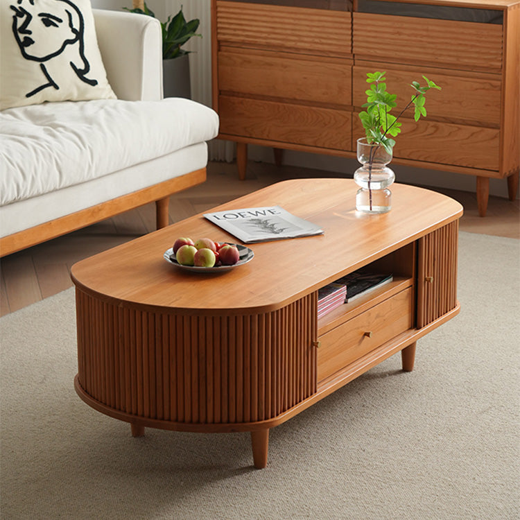 Elegant Natural Cherry Wood Tea Table - Timeless Design for Your Home fyx-873