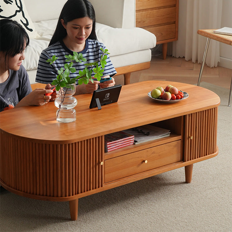 Elegant Natural Cherry Wood Tea Table - Timeless Design for Your Home fyx-873