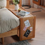 Stylish Cherry Wood Tea Table with Tempered Glass Top – Elegant Natural Finish fyx-878