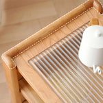 Stylish Cherry Wood Tea Table with Tempered Glass Top – Elegant Natural Finish fyx-878