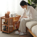 Stylish Cherry Wood Tea Table with Tempered Glass Top – Elegant Natural Finish fyx-878