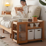 Stylish Cherry Wood Tea Table with Tempered Glass Top – Elegant Natural Finish fyx-878