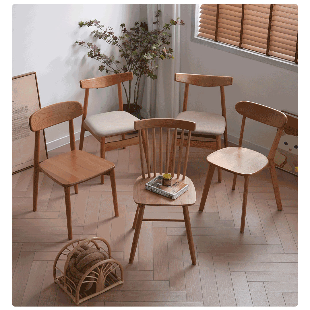 Elegant Natural Wood Chair in Cherry or Oak with Plush Cushioning and Durable Upholstery fyx-884