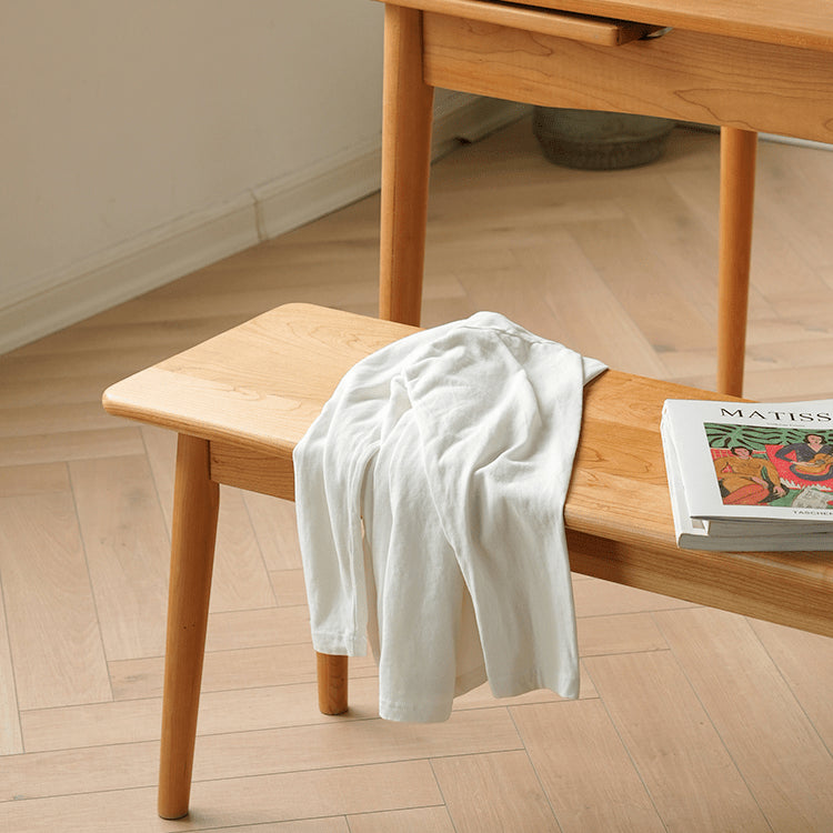 Elegant Oak and Cherry Wood Stool - Natural Finish for Timeless Style fyx-885