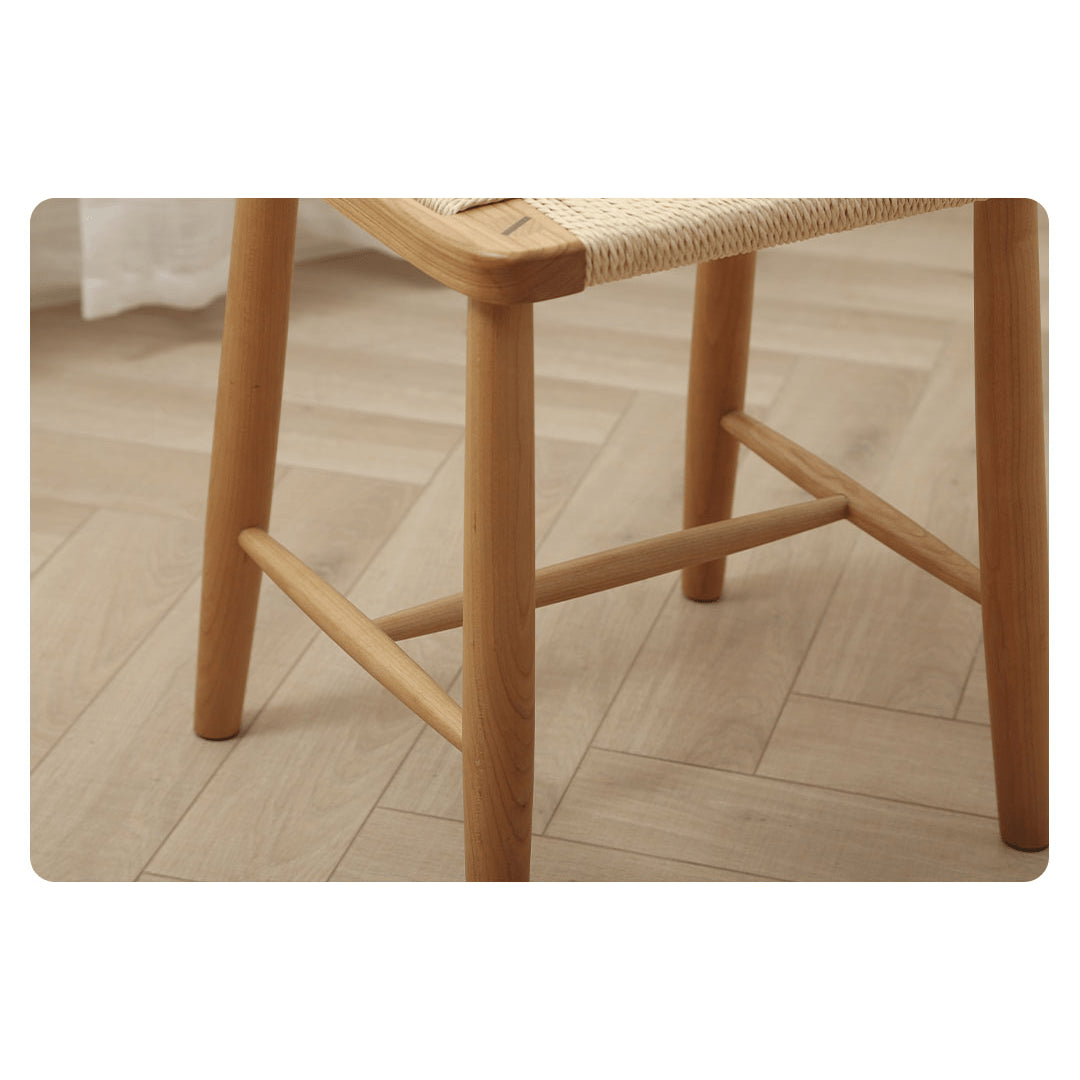 Rustic Charm Wooden Stools with Paper Rope Accents - Oak, Walnut & Cherry Options fyx-886