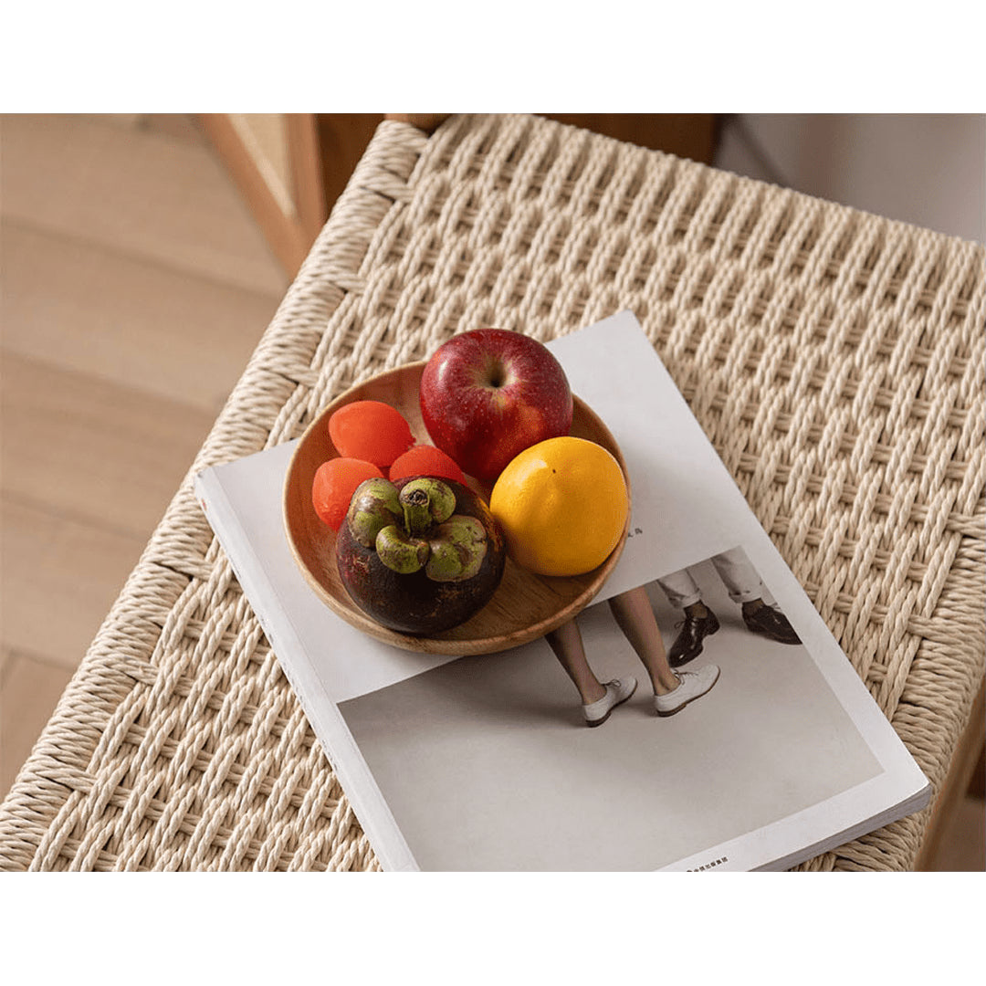 Handcrafted Oak Wood Stool with Stylish Paper Rope Seat fyx-887