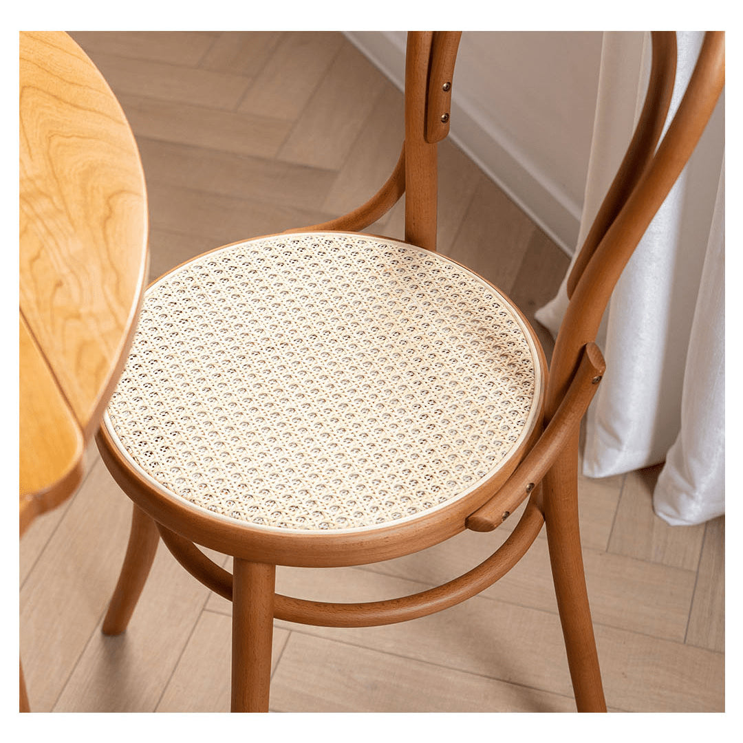 Elegant Light Brown Beech Wood Chair with Rattan Design fyx-888