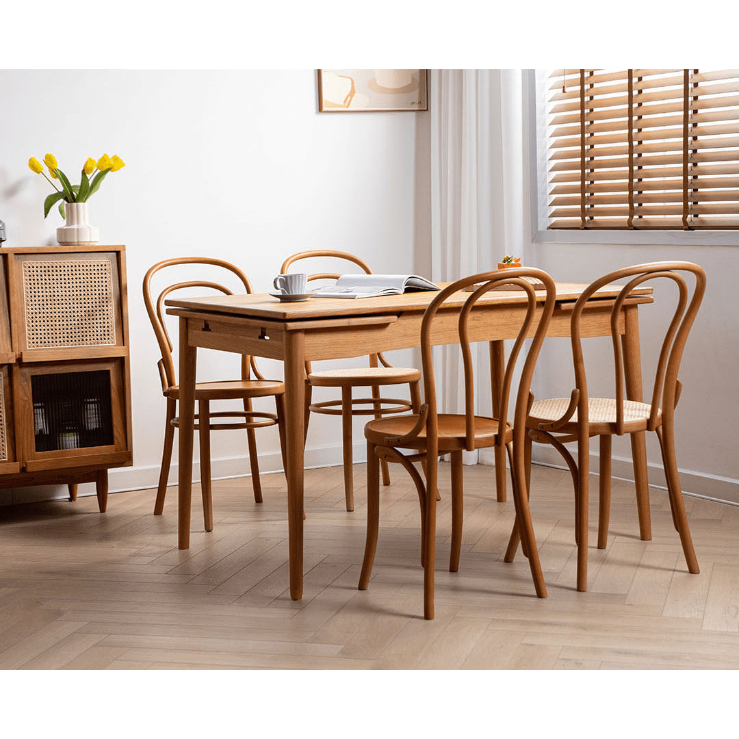 Elegant Light Brown Beech Wood Chair with Rattan Design fyx-888