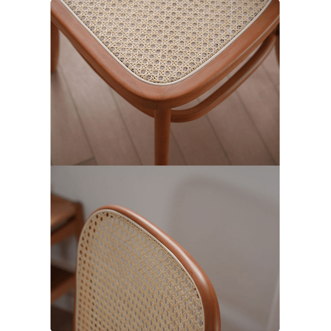 Modern Beech Wood Chair with Rattan Seat - Natural Finish fyx-889