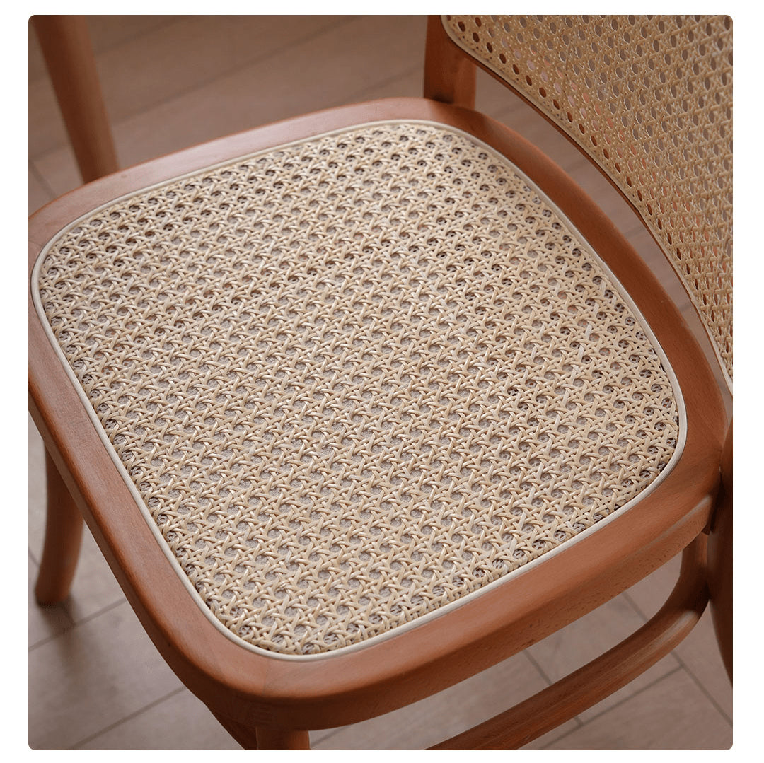 Modern Beech Wood Chair with Rattan Seat - Natural Finish fyx-889