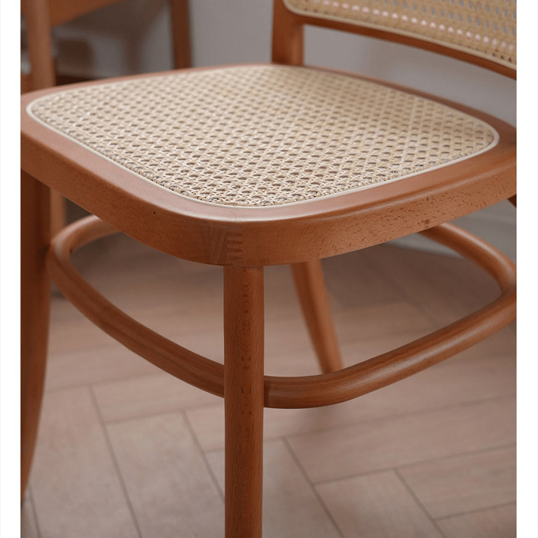 Modern Beech Wood Chair with Rattan Seat - Natural Finish fyx-889