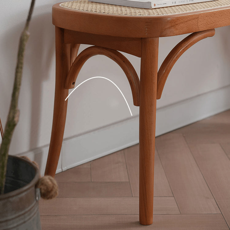 Elegant Light Brown Beech and Rattan Stool - Stylish and Durable Seating Solution fyx-890