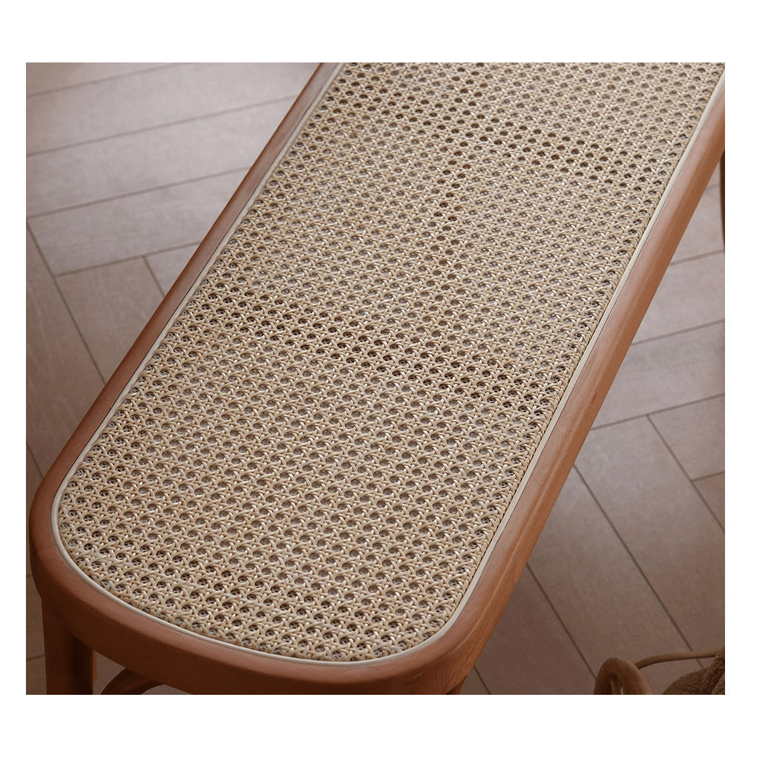 Elegant Light Brown Beech and Rattan Stool - Stylish and Durable Seating Solution fyx-890