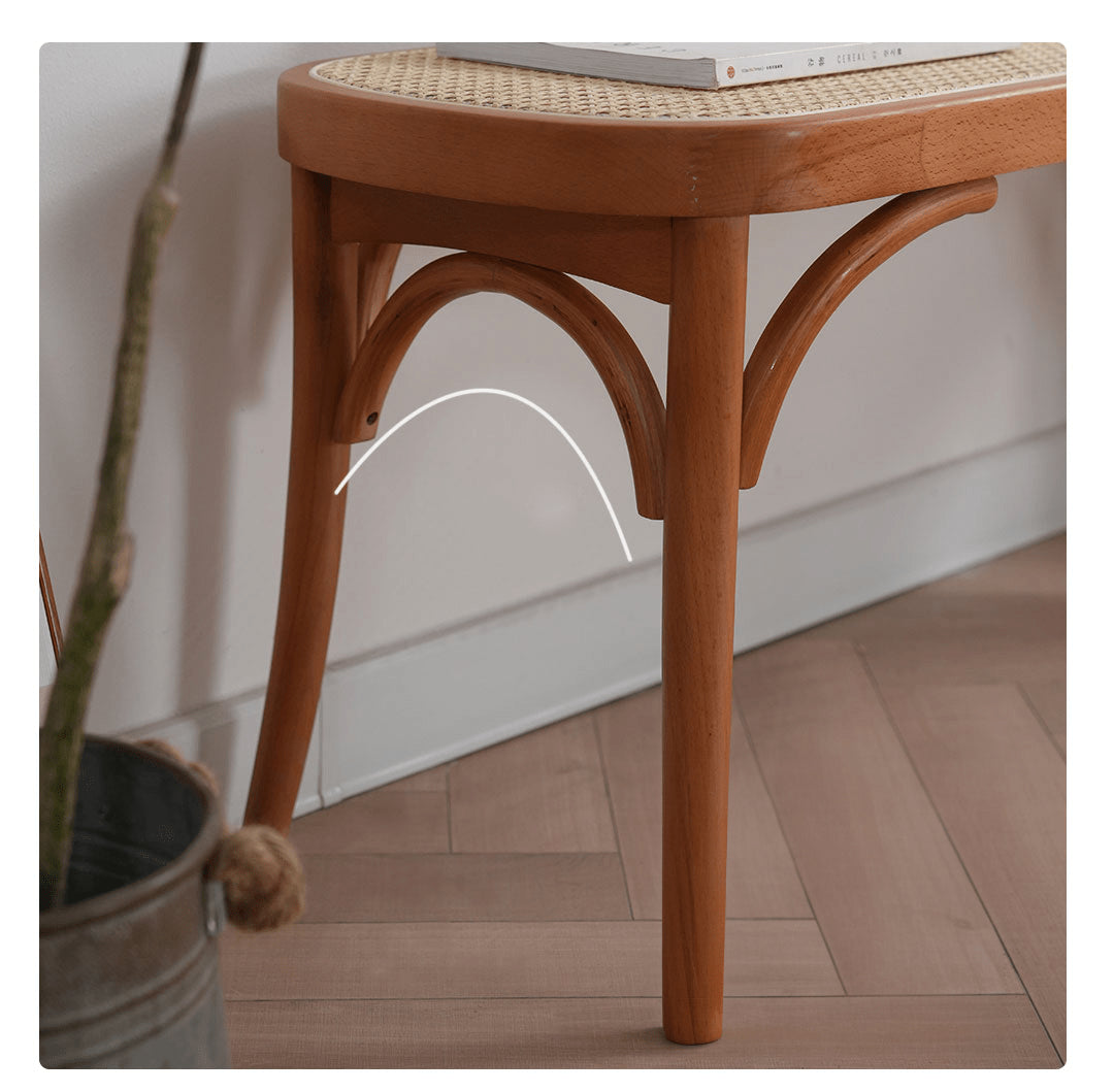 Elegant Light Brown Beech and Rattan Stool - Stylish and Durable Seating Solution fyx-890