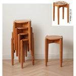 Elegant Oak Wood Stool with Light Grey Cushion - Natural and Comfortable Seating fyx-891